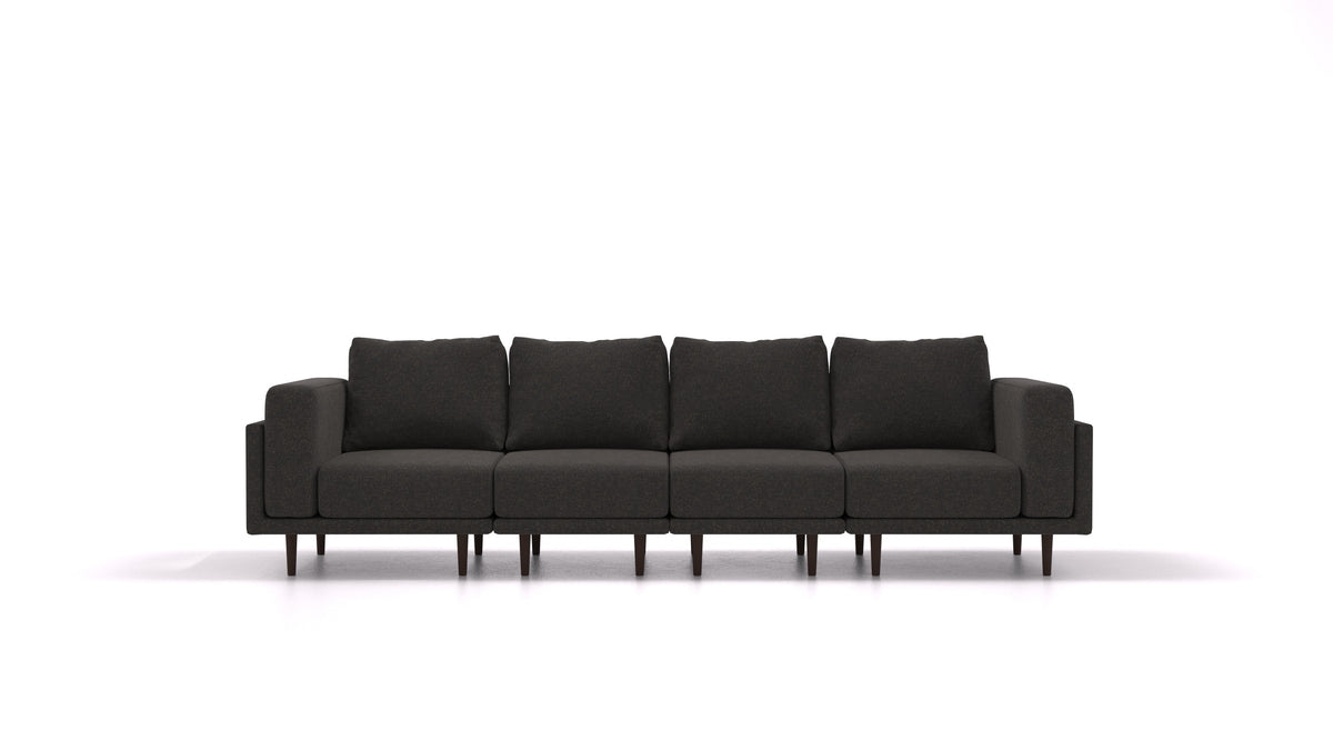 Clooods 4S, modulares Sofa von FEYDOM im Stoff Icon IC-99 Umbra, dunkle Füße