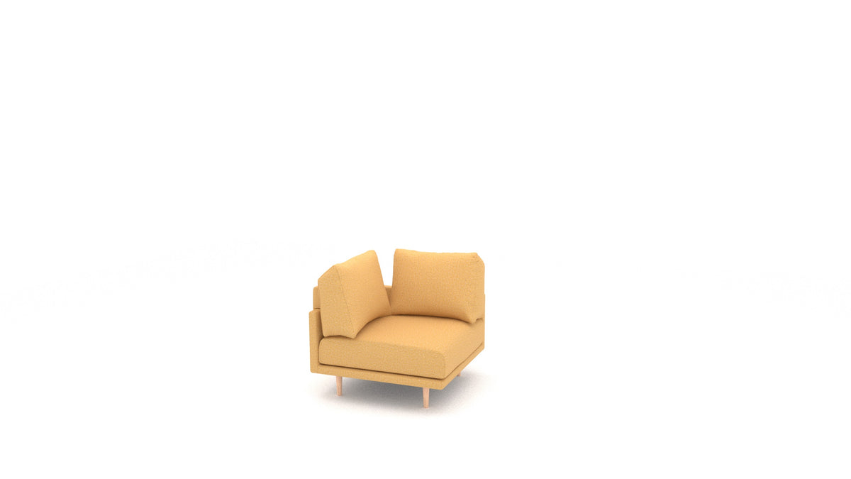 Clooods Ecksessel B, Rückenlehne von FEYDOM im Stoff Hygge HG-53 Yellow, helle Füße