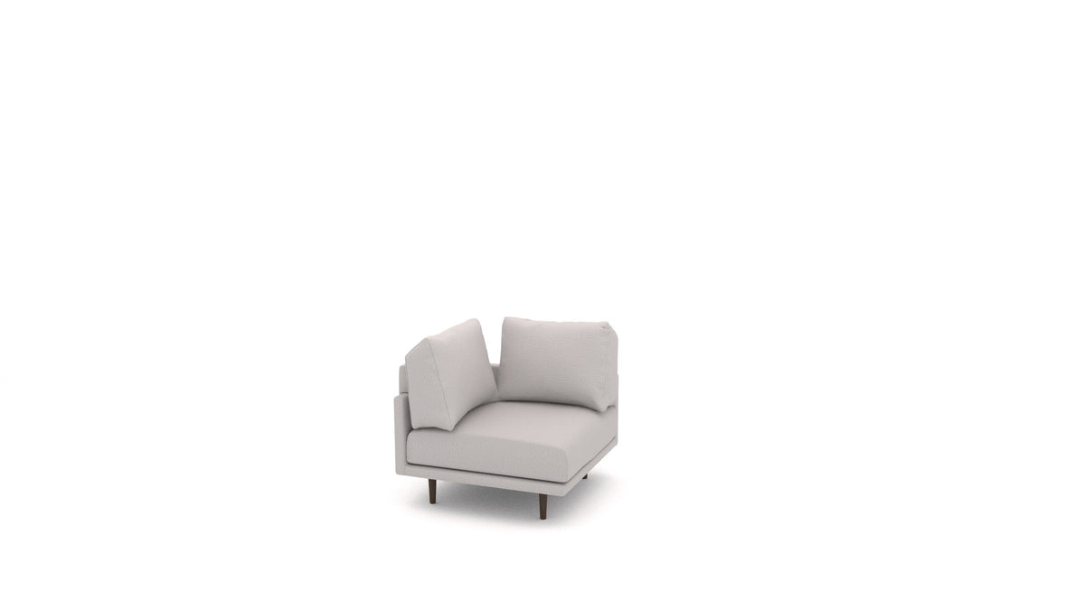 Clooods Ecksessel B, Rückenlehne von FEYDOM im Stoff Heim HM-86 Light Grey, dunkle Füße