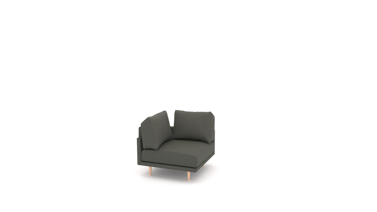 Clooods Ecksessel B, Rückenlehne von FEYDOM im Stoff Heim HM-98 Dark Grey, helle Füße