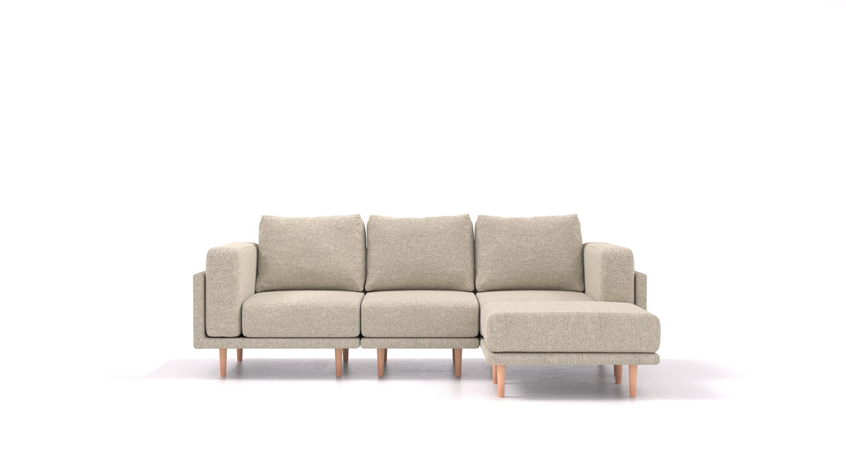 Clooods, modulares Sofa von FEYDOM im Stoff Alure DE-09 Natur, helle Füße