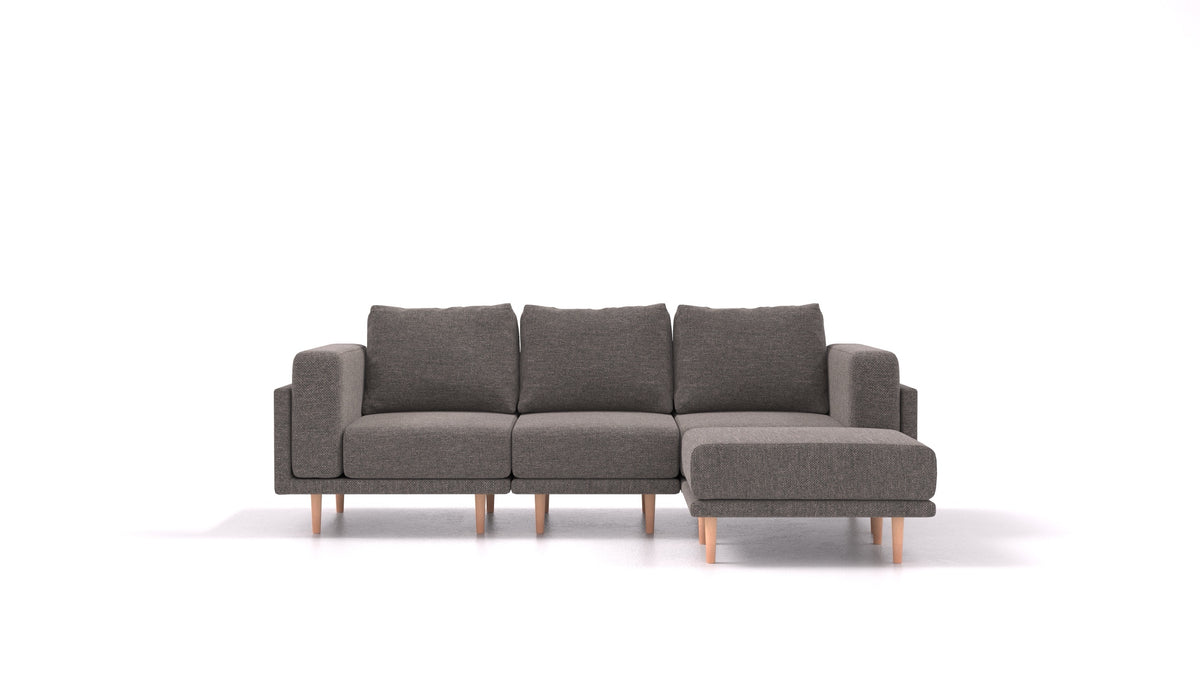 Clooods, modulares Sofa von FEYDOM im Stoff Alure DE-92 Middle Grey, helle Füße