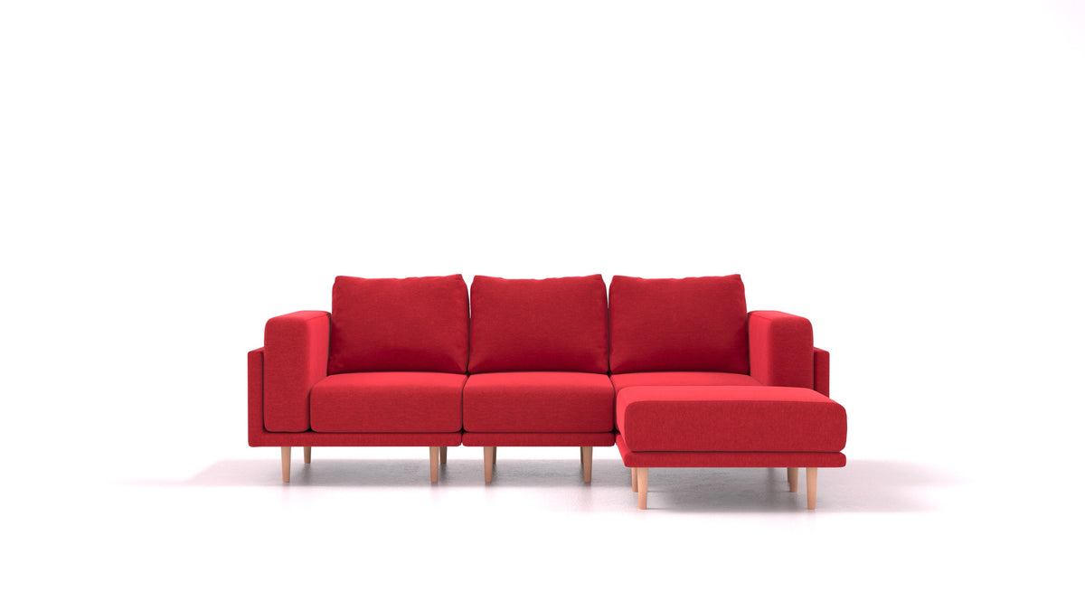 Clooods, modulares Sofa von FEYDOM im Stoff Velare ET-11 Red, helle Füße