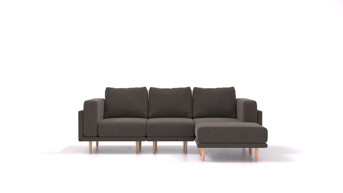 Clooods, modulares Sofa von FEYDOM im Stoff Velare ET-12 Dark Grey, helle Füße