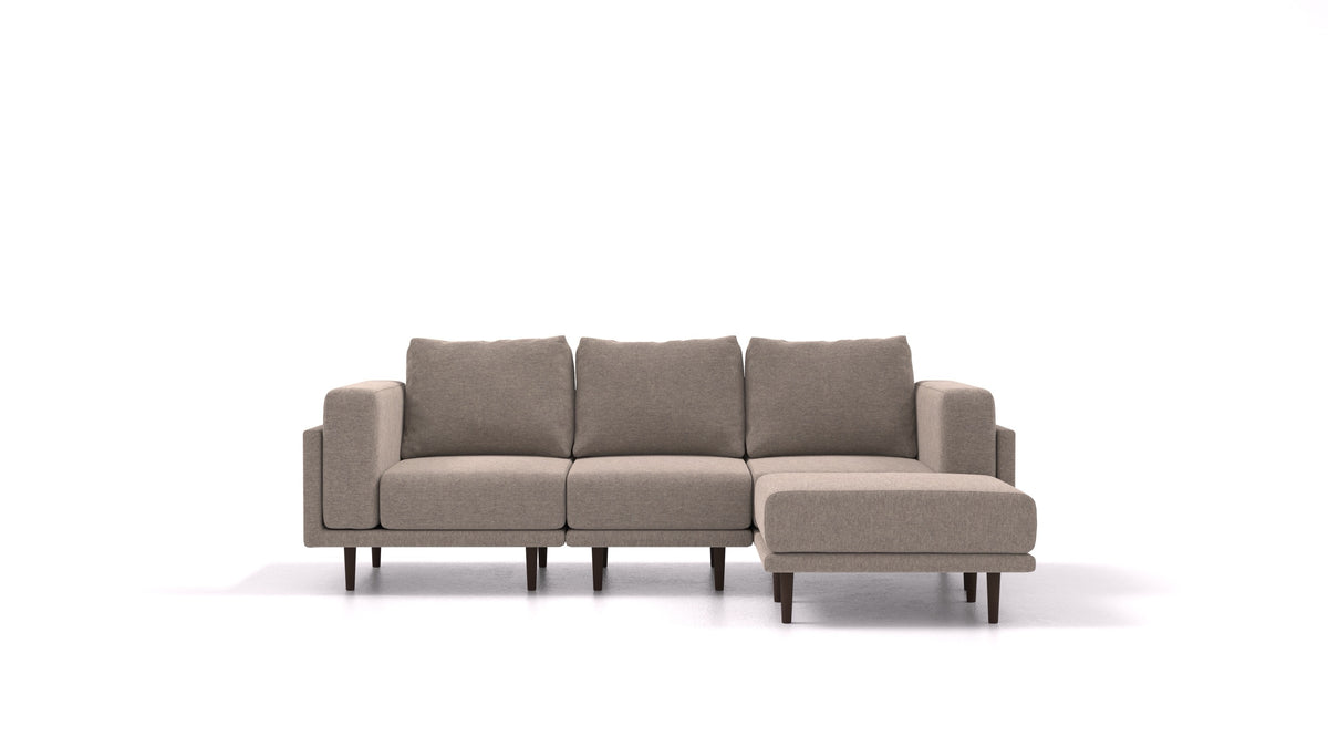 Clooods, modulares Sofa von FEYDOM im Stoff Velare ET-14 Middle Grey, dunkle Füße