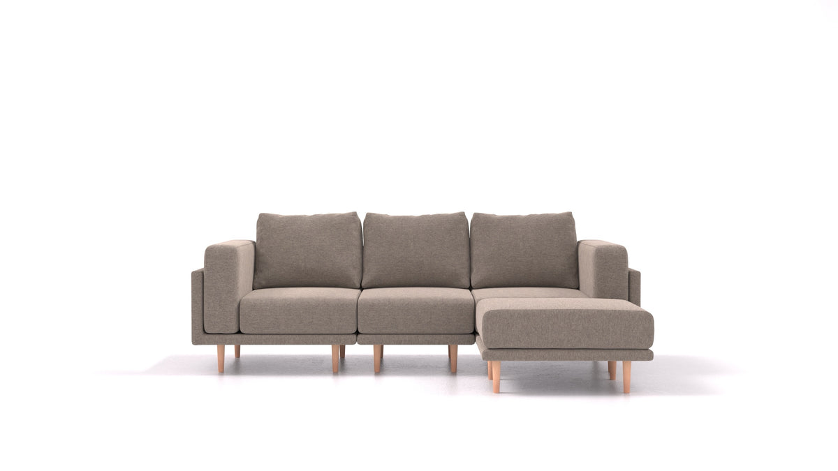 Clooods, modulares Sofa von FEYDOM im Stoff Velare ET-14 Middle Grey, helle Füße