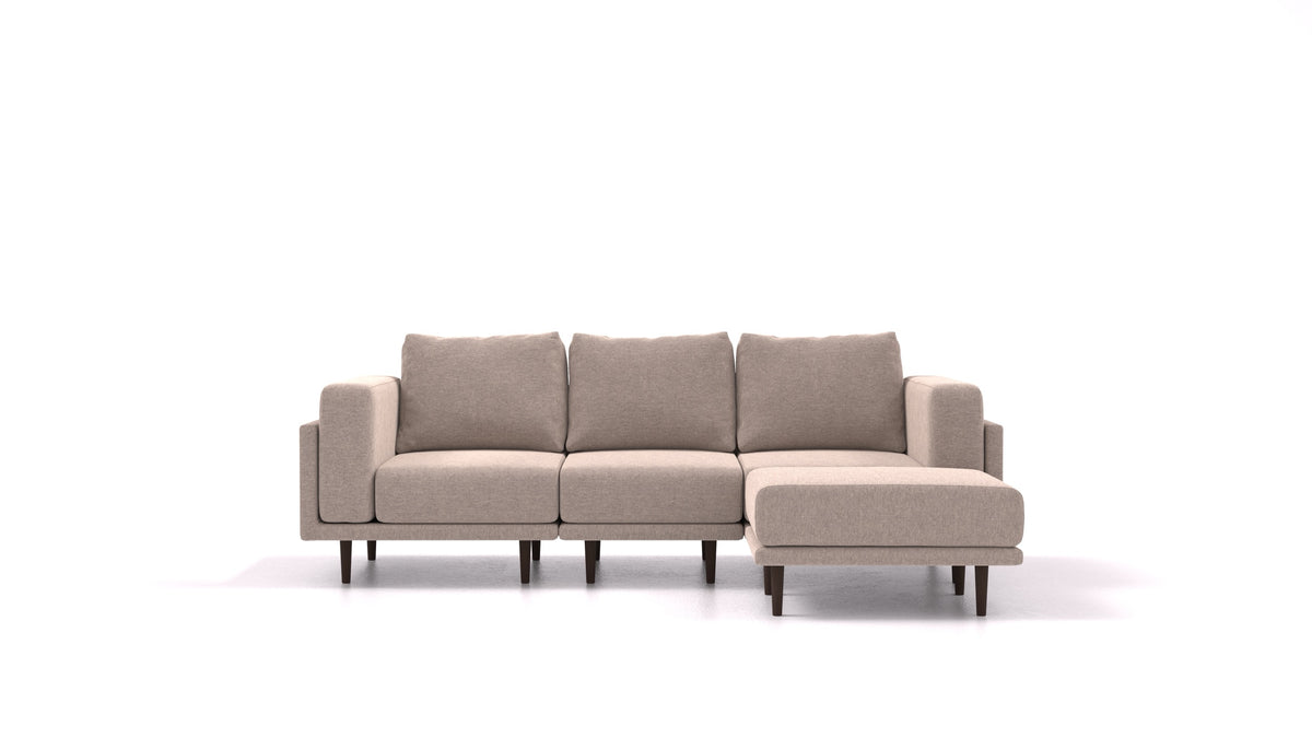 Clooods, modulares Sofa von FEYDOM im Stoff Velare ET-15 Light Grey, dunkle Füße