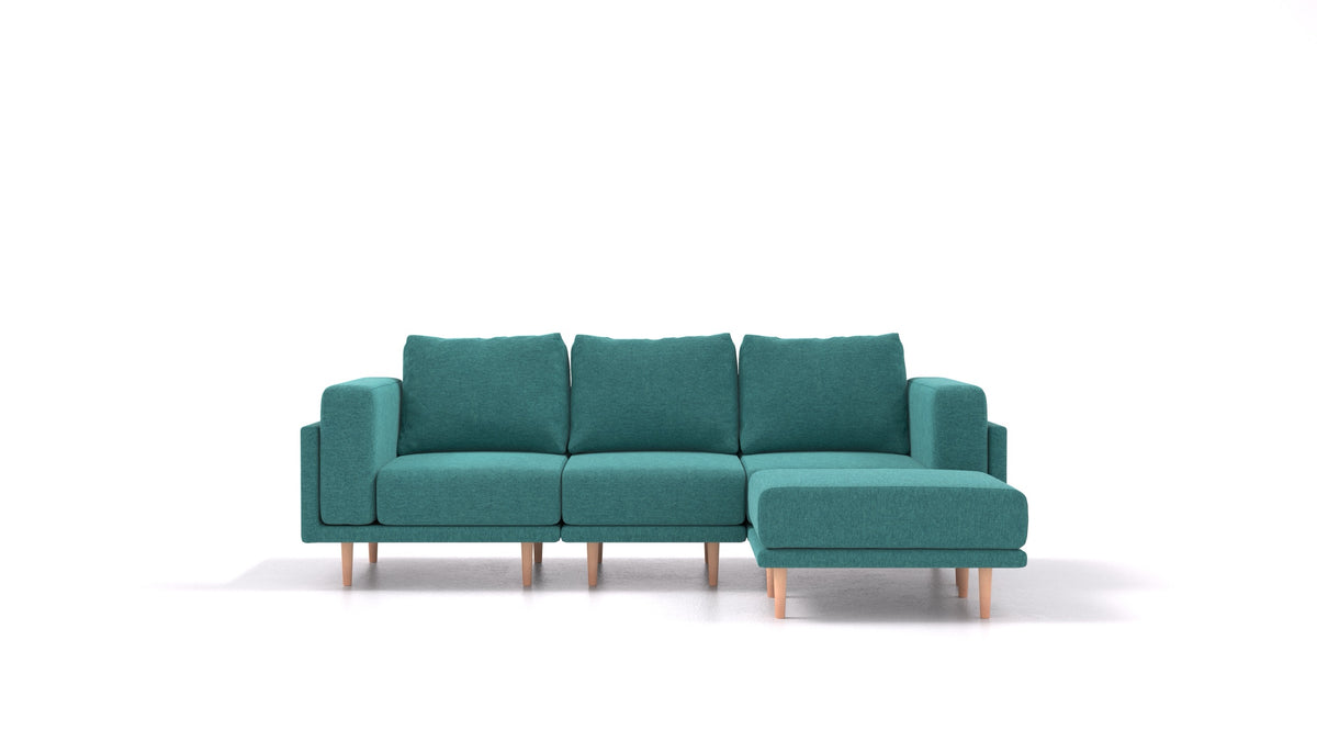 Clooods, modulares Sofa von FEYDOM im Stoff Velare ET-16 Turquoise, helle Füße