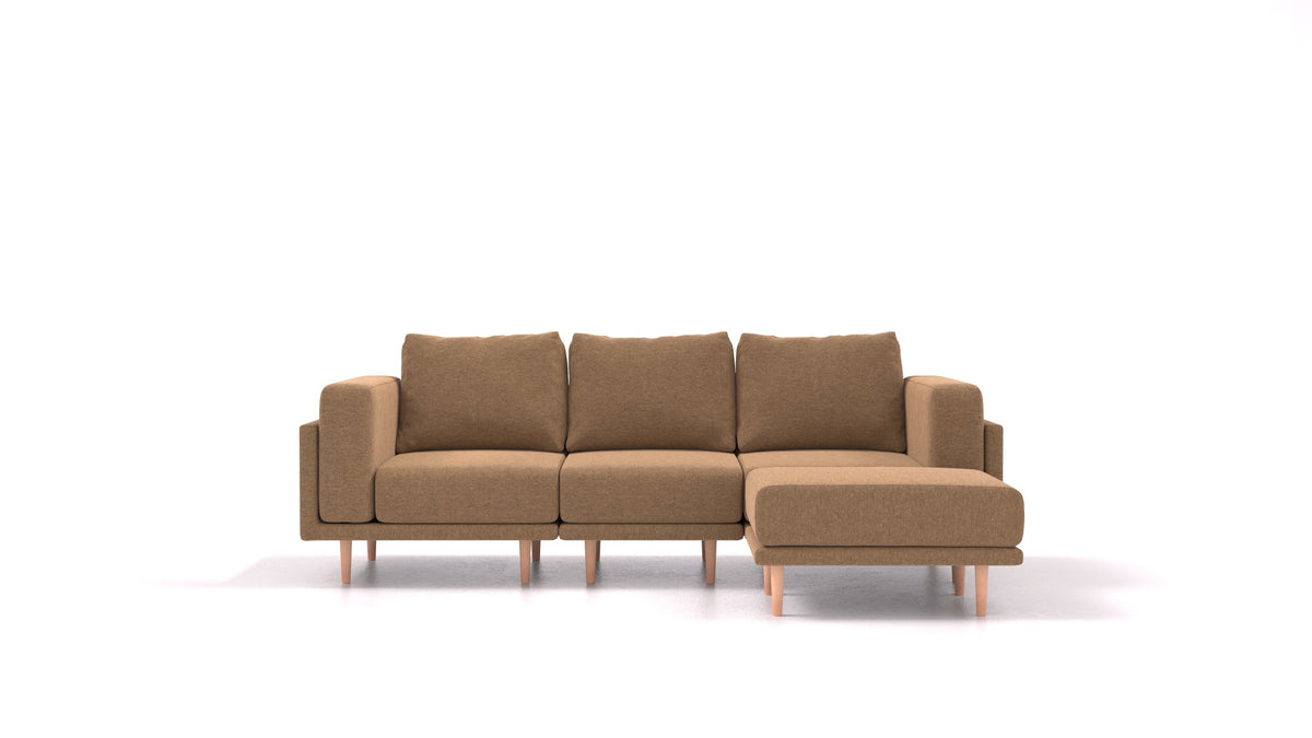 Clooods, modulares Sofa von FEYDOM im Stoff Velare ET-24 Cappuccino, helle Füße