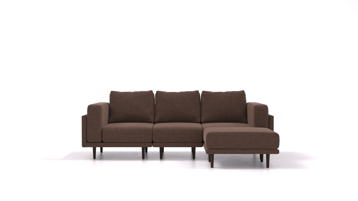 Clooods, modulares Sofa von FEYDOM im Stoff Velare ET-27 Chocolate, dunkle Füße
