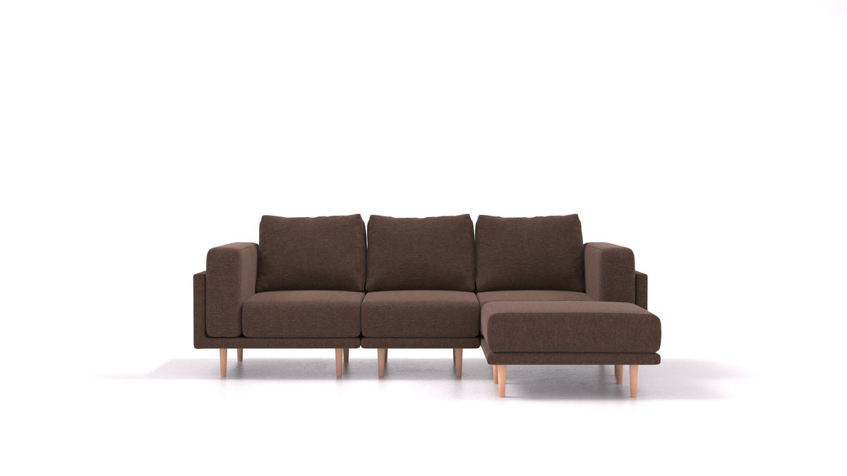 Clooods, modulares Sofa von FEYDOM im Stoff Velare ET-27 Chocolate, helle Füße