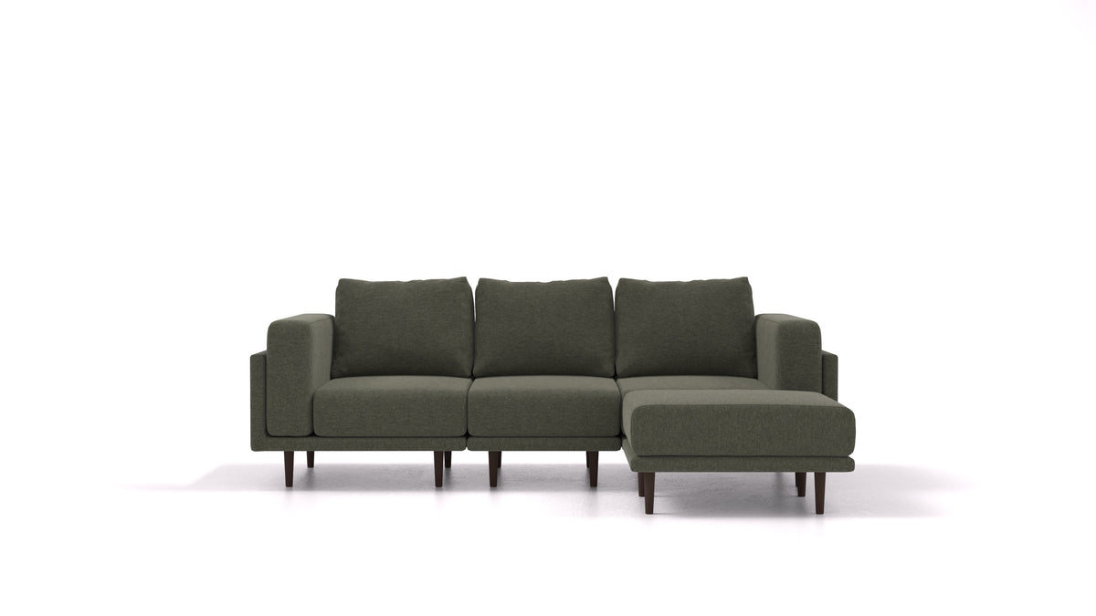 Clooods, modulares Sofa von FEYDOM im Stoff Velare ET-38 Pine, dunkle Füße