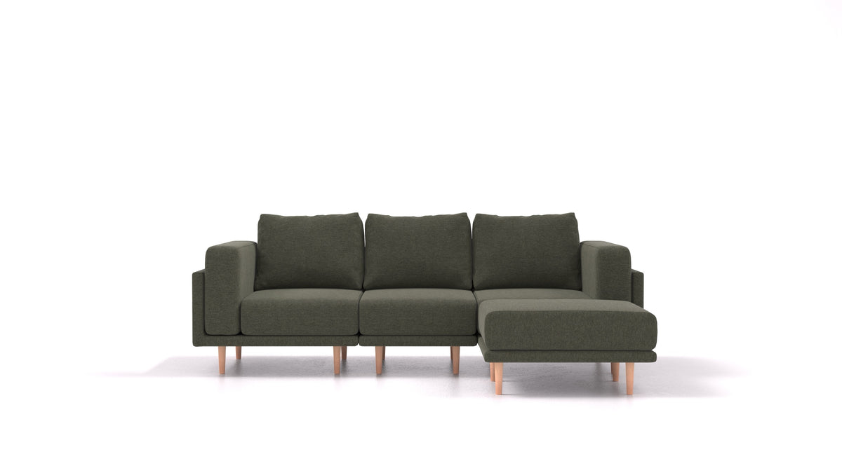 Clooods, modulares Sofa von FEYDOM im Stoff Velare ET-38 Pine, helle Füße