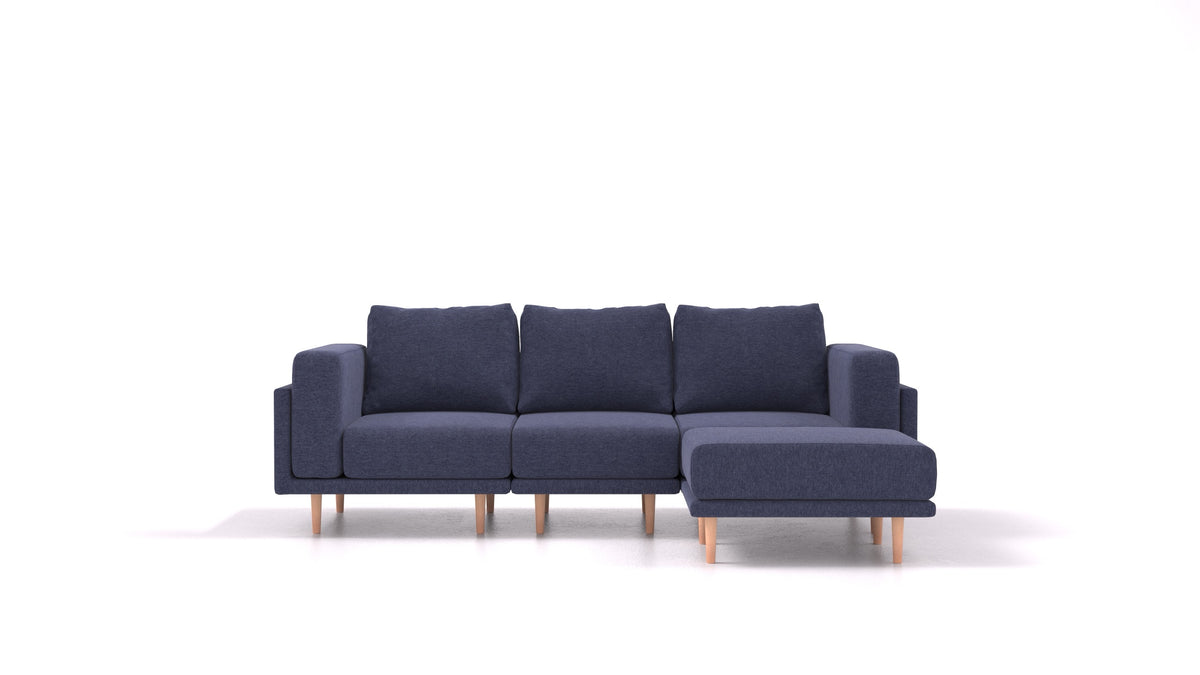 Clooods, modulares Sofa von FEYDOM im Stoff Velare ET-80 Noble Blue, helle Füße