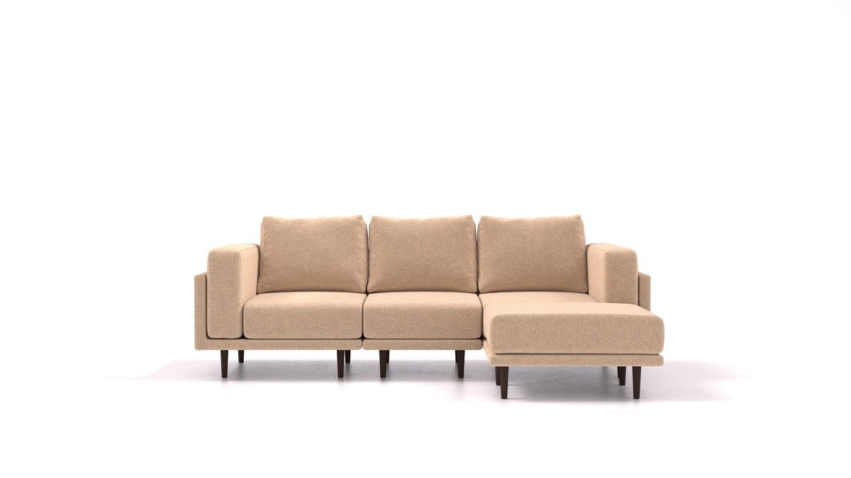 Clooods, modulares Sofa von FEYDOM im Stoff Velare ET-99 Latte, dunkle Füße
