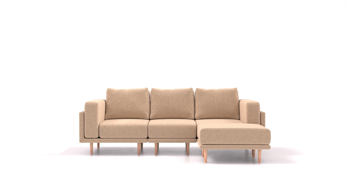 Clooods, modulares Sofa von FEYDOM im Stoff Velare ET-99 Latte, helle Füße