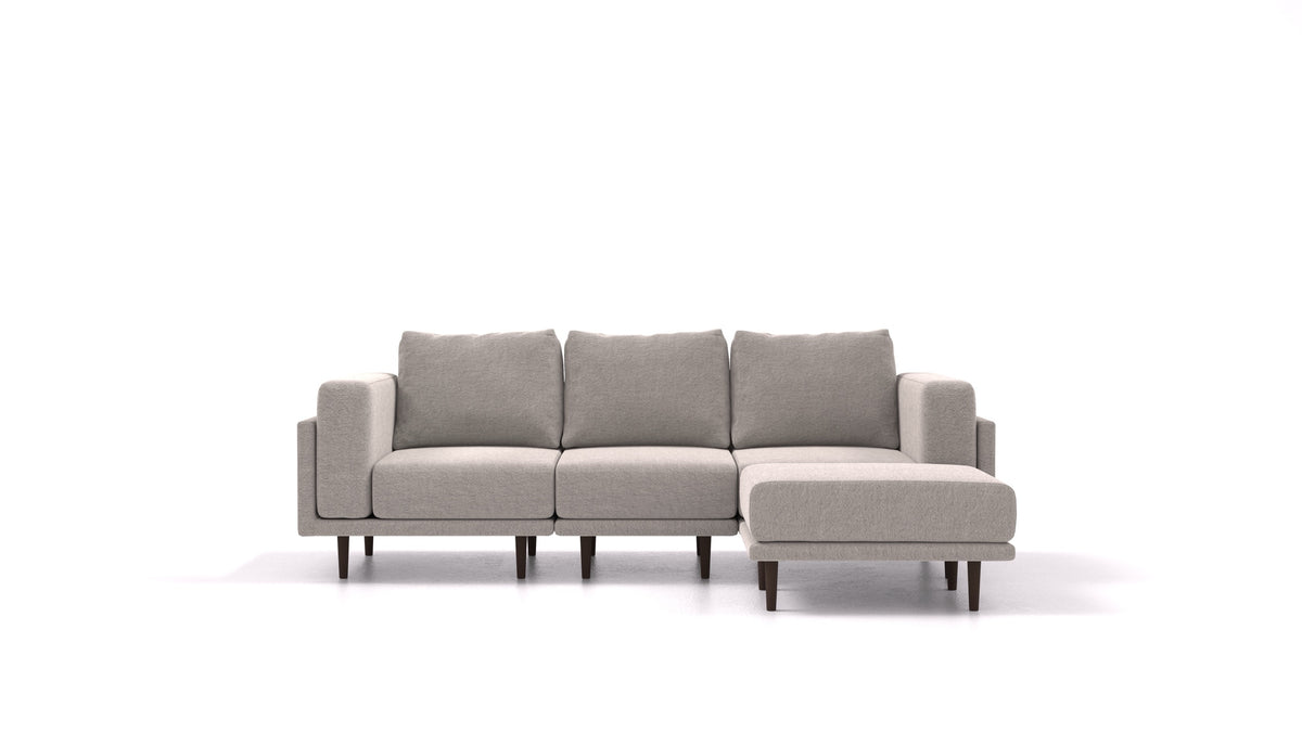 Clooods, modulares Sofa von FEYDOM im Stoff Phoenix FE-84 Middle Grey, dunkle Füße