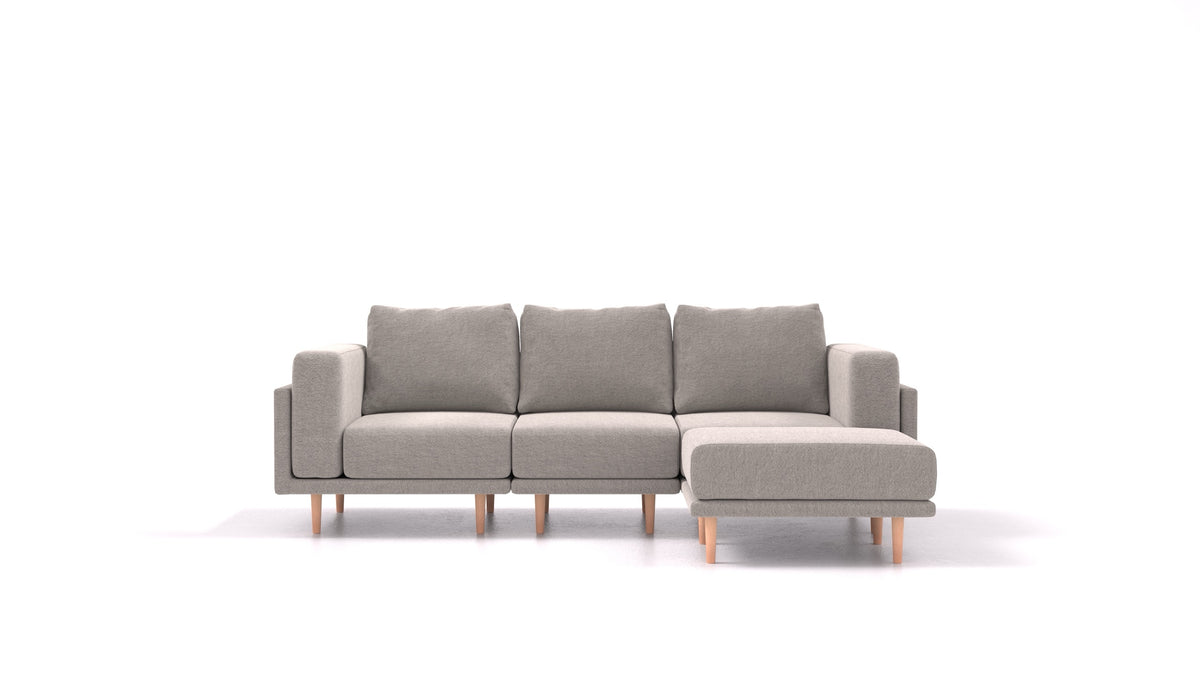 Clooods, modulares Sofa von FEYDOM im Stoff Phoenix FE-84 Middle Grey, helle Füße