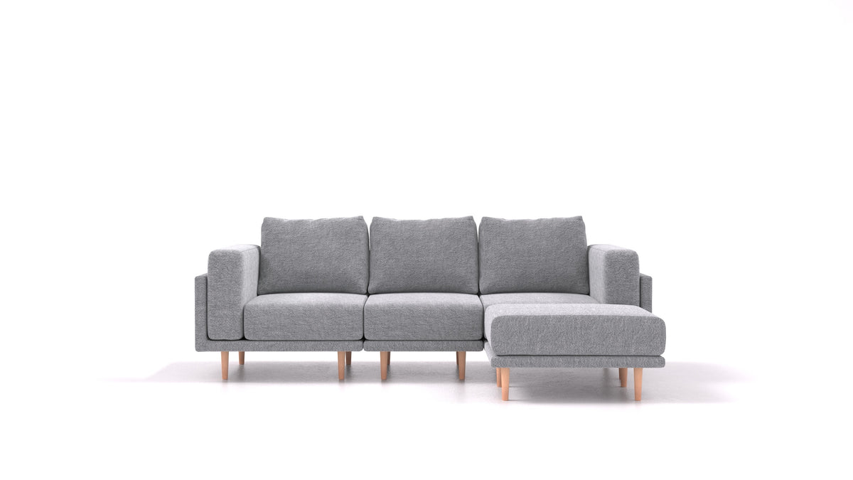 Clooods, modulares Sofa von FEYDOM im Stoff Phoenix FE-92 Dark Grey, helle Füße