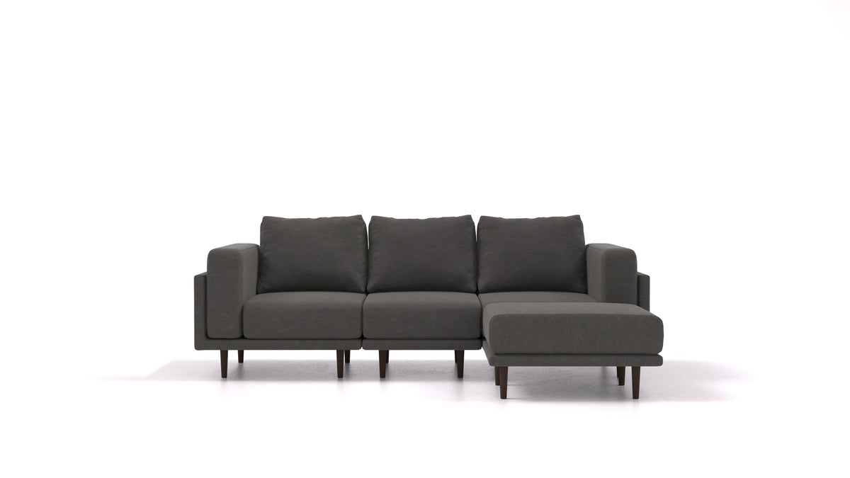Clooods, modulares Sofa von FEYDOM im Stoff Mollia FF-12 Dark Grey, dunkle Füße