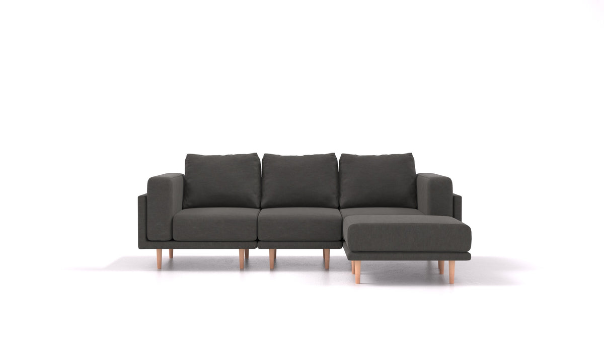 Clooods, modulares Sofa von FEYDOM im Stoff Mollia FF-12 Dark Grey, helle Füße