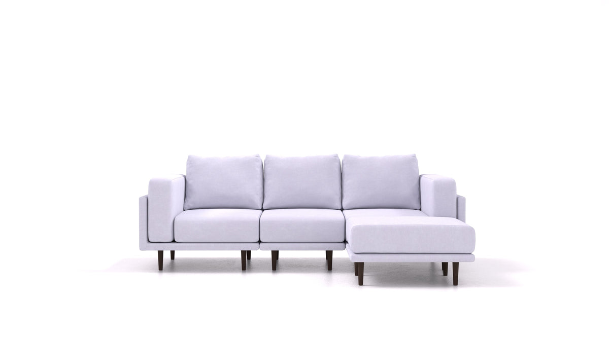 Clooods, modulares Sofa von FEYDOM im Stoff Mollia FF-17 Lavander, dunkle Füße