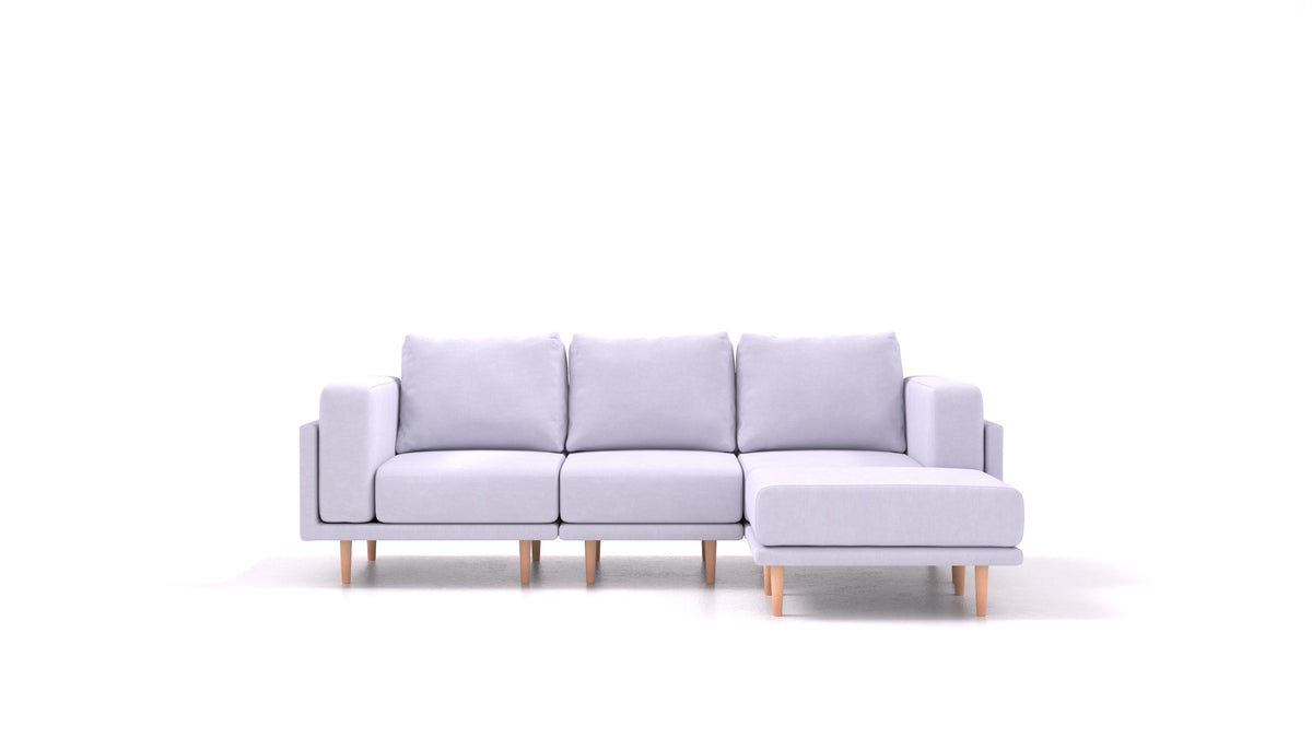 Clooods, modulares Sofa von FEYDOM im Stoff Mollia FF-17 Lavander, helle Füße