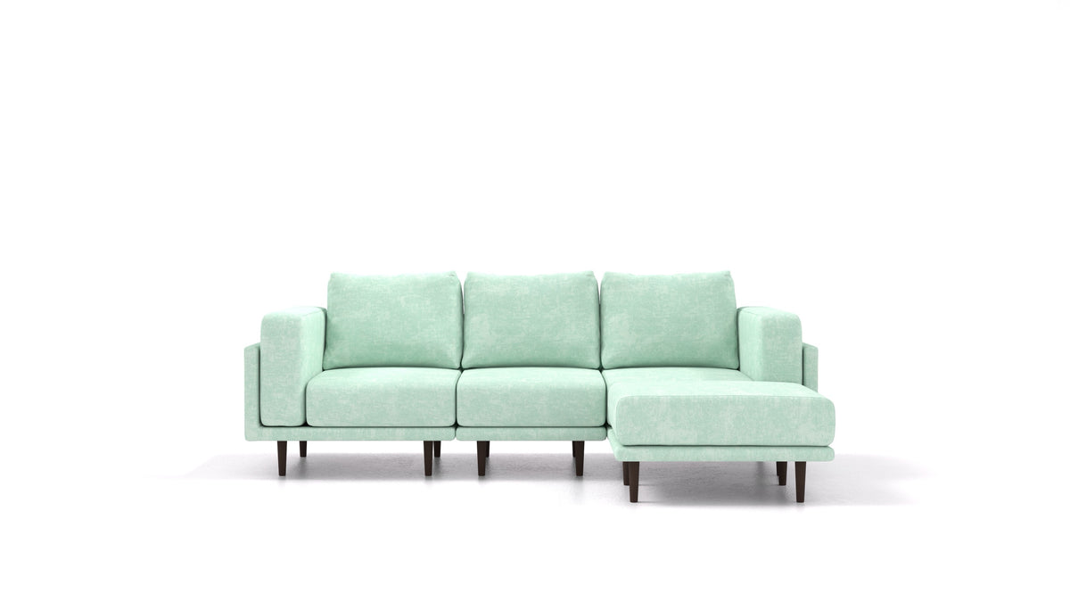 Clooods, modulares Sofa von FEYDOM im Stoff Mollia FF-18 Mint, dunkle Füße