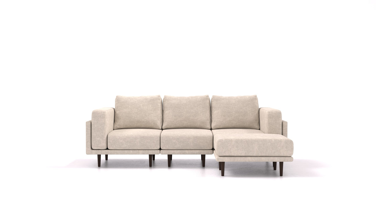 Clooods, modulares Sofa von FEYDOM im Stoff Mollia HC-04 White, dunkle Füße