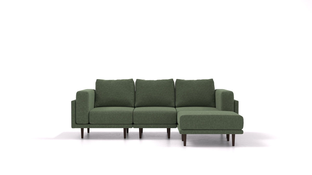 Clooods, modulares Sofa von FEYDOM im Stoff Icon IC-39 Forest, dunkle Füße