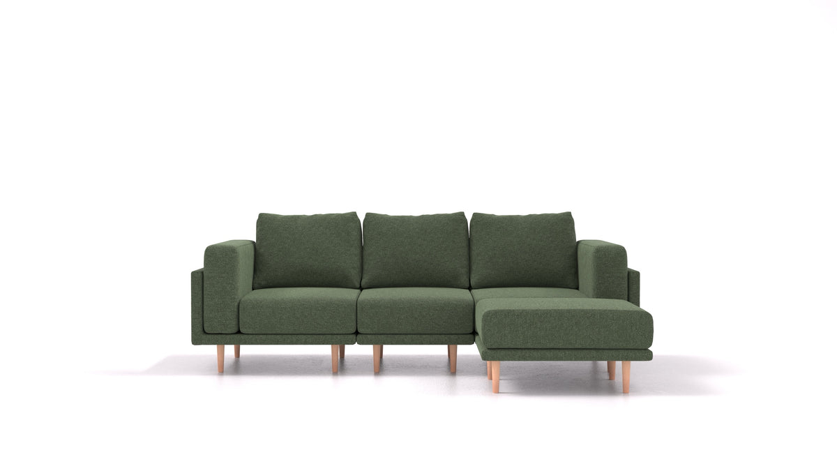 Clooods, modulares Sofa von FEYDOM im Stoff Icon IC-39 Forest, helle Füße