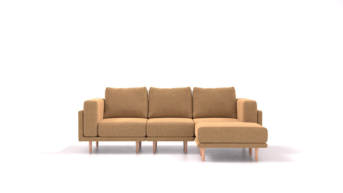Clooods, modulares Sofa von FEYDOM im Stoff Icon IC-45 Antic Gold, helle Füße
