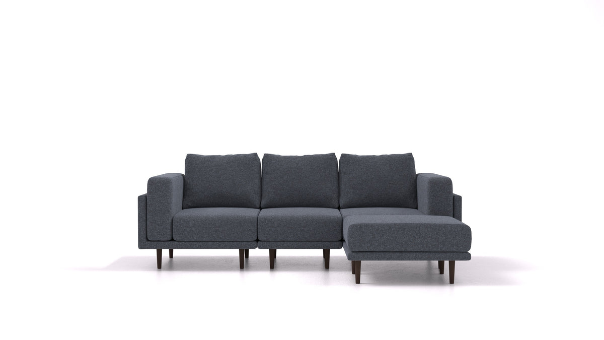 Clooods, modulares Sofa von FEYDOM im Stoff Icon IC-79 Deep Blue, dunkle Füße