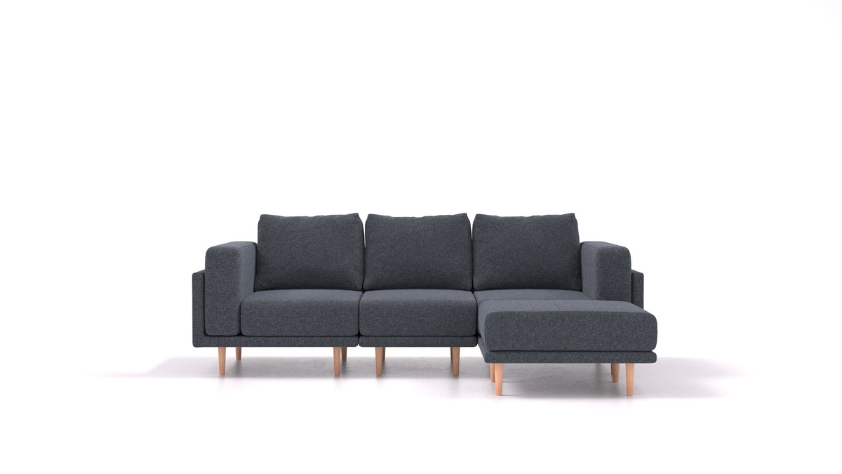 Clooods, modulares Sofa von FEYDOM im Stoff Icon IC-79 Deep Blue, helle Füße