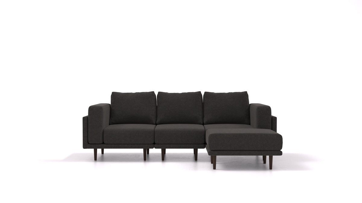 Clooods, modulares Sofa von FEYDOM im Stoff Icon IC-99 Umbra, dunkle Füße