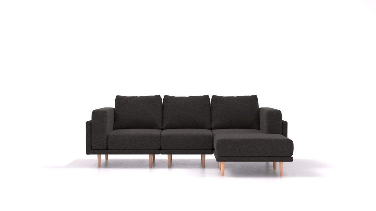 Clooods, modulares Sofa von FEYDOM im Stoff Icon IC-99 Umbra, helle Füße