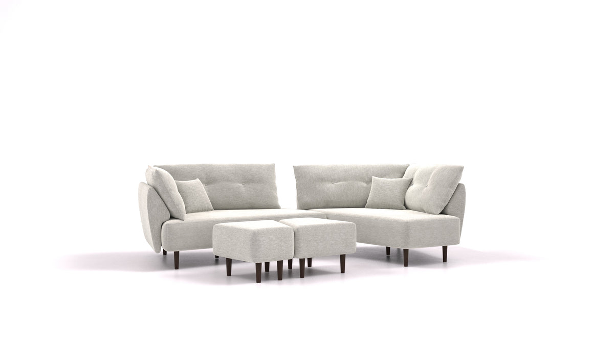 Diagon, modulares Sofa von FEYDOM im Stoff Astra AT-80 Light Grey, dunkle Füße
