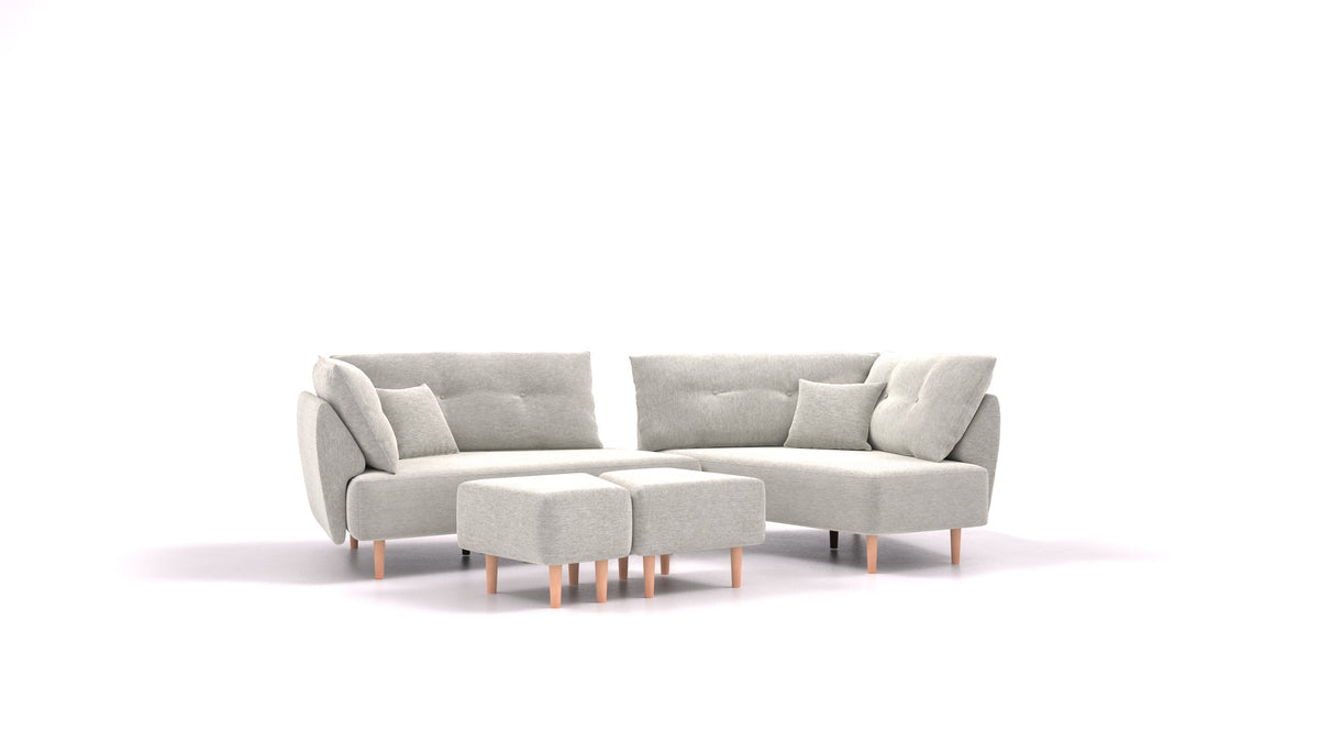 Diagon, modulares Sofa von FEYDOM im Stoff Astra AT-80 Light Grey, helle Füße