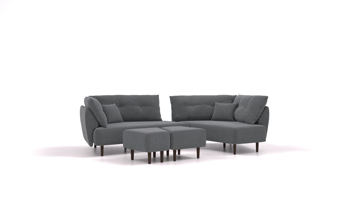 Diagon, modulares Sofa von FEYDOM im Stoff Astra AT-88 Dark Grey, dunkle Füße