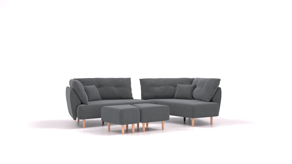 Diagon, modulares Sofa von FEYDOM im Stoff Astra AT-88 Dark Grey, helle Füße