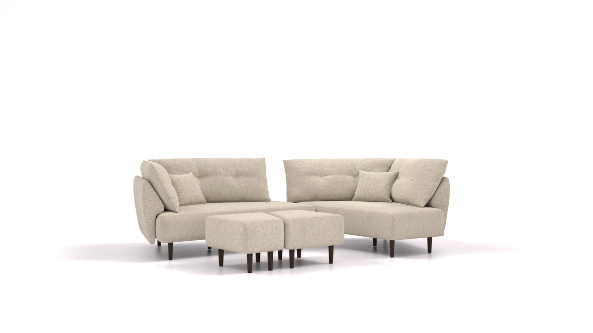 Diagon, modulares Sofa von FEYDOM im Stoff Alure DE-09 Natur, dunkle Füße