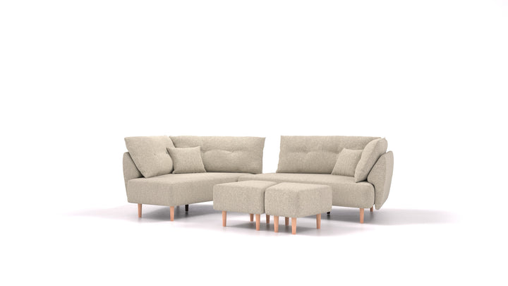 Diagon, modulares Sofa von FEYDOM im Stoff Alure DE-09 Natur, helle Füße