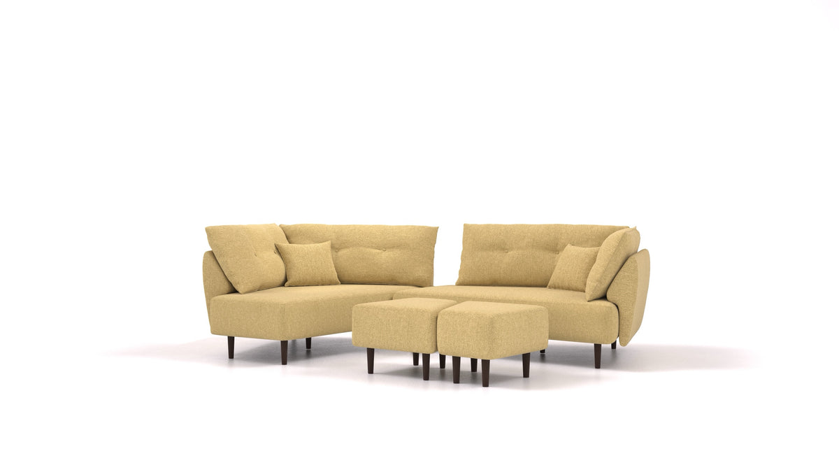 Diagon, modulares Sofa von FEYDOM im Stoff Alure DE-48 Yellow, dunkle Füße