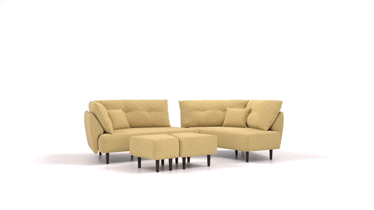 Diagon, modulares Sofa von FEYDOM im Stoff Alure DE-48 Yellow, dunkle Füße