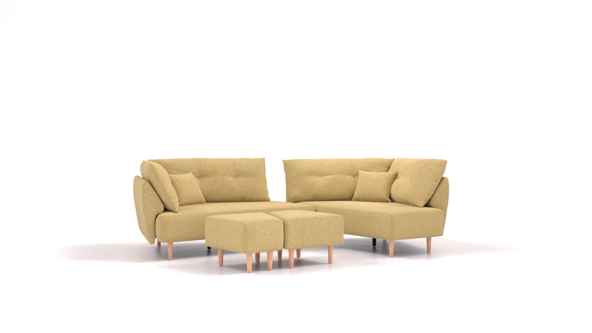 Diagon, modulares Sofa von FEYDOM im Stoff Alure DE-48 Yellow, helle Füße
