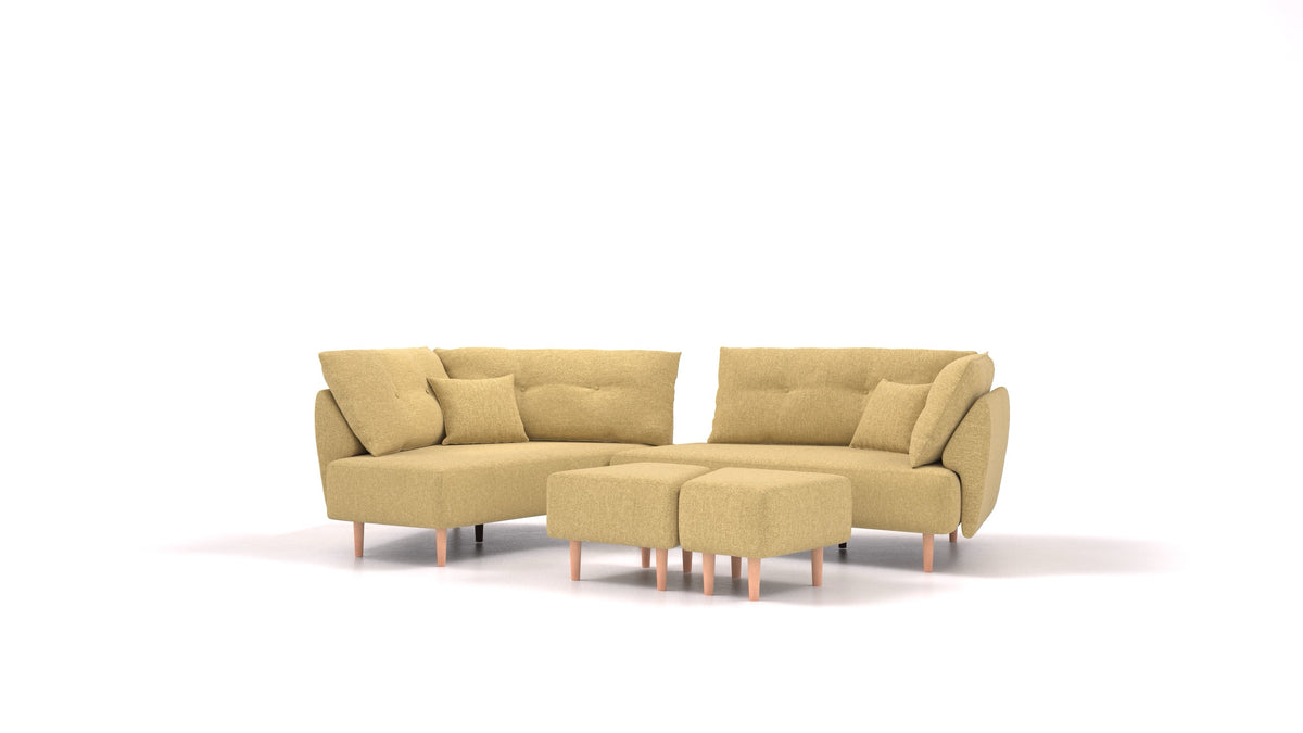 Diagon, modulares Sofa von FEYDOM im Stoff Alure DE-48 Yellow, helle Füße