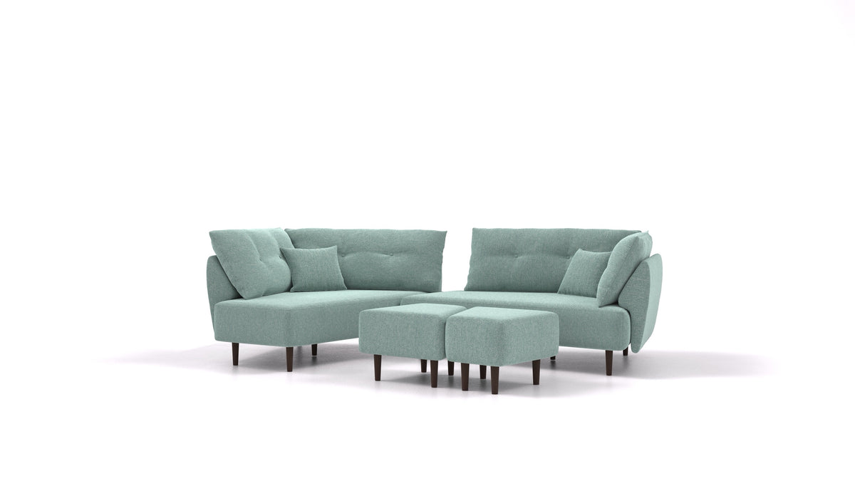 Diagon, modulares Sofa von FEYDOM im Stoff Alure DE-75 Pastel Blue, dunkle Füße
