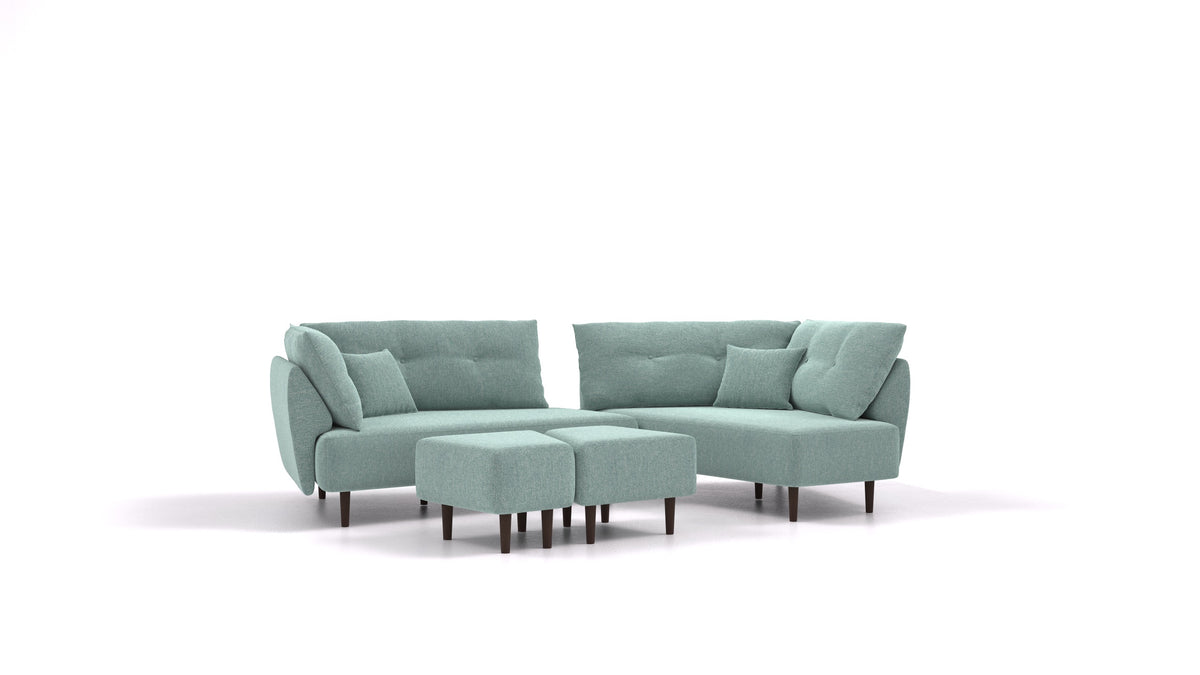 Diagon, modulares Sofa von FEYDOM im Stoff Alure DE-75 Pastel Blue, dunkle Füße
