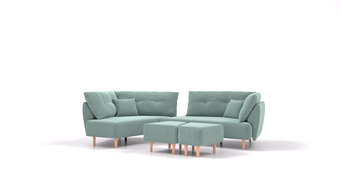 Diagon, modulares Sofa von FEYDOM im Stoff Alure DE-75 Pastel Blue, helle Füße