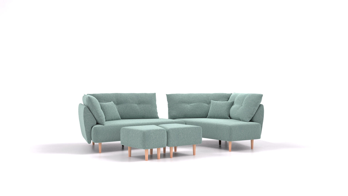 Diagon, modulares Sofa von FEYDOM im Stoff Alure DE-75 Pastel Blue, helle Füße